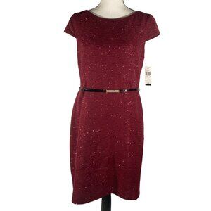 Alyx Y2K cocktail party dress knee length cap sleeve glitter wine women’s 10